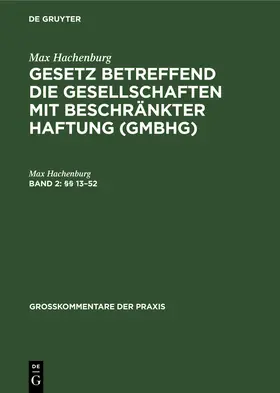 Hachenburg / Barz / Behrens |  §§ 13¿52 | Buch |  Sack Fachmedien