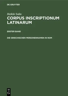  Die griechischen Personennamen in Rom | Buch |  Sack Fachmedien