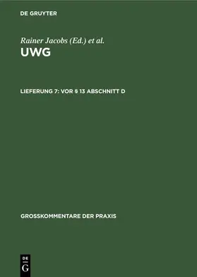 Jacobs | Vor § 13 Abschnitt D | E-Book | sack.de