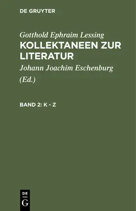 Lessing / Eschenburg |  K - Z | Buch |  Sack Fachmedien