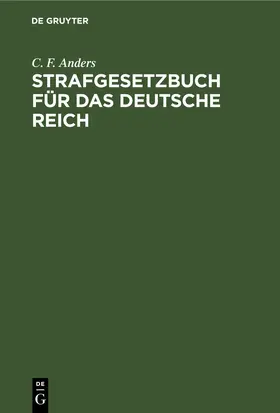 Anders | Strafgesetzbuch für das Deutsche Reich | E-Book | www.sack.de