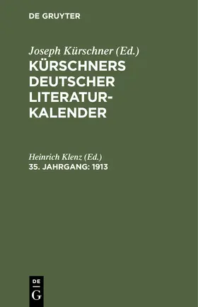 Klenz | 1913 | Buch | 978-3-11-242821-4 | www.sack.de