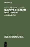 Klopstock / Back |  Klopstocks Oden in Auswahl | Buch |  Sack Fachmedien