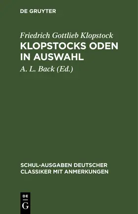 Klopstock / Back | Klopstocks Oden in Auswahl | E-Book | www.sack.de