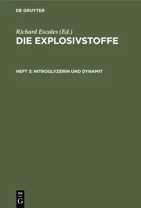 Escales |  Nitroglyzerin und Dynamit | Buch |  Sack Fachmedien