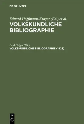 Geiger |  1928 | Buch |  Sack Fachmedien