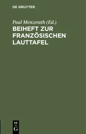 Menzerath | Beiheft zur französischen Lauttafel | Buch | 978-3-11-243507-6 | www.sack.de
