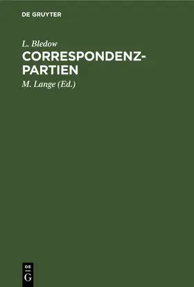 Bledow / Lange |  Correspondenz-Partien | eBook | Sack Fachmedien