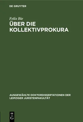 Bie | Über die Kollektivprokura | E-Book | www.sack.de