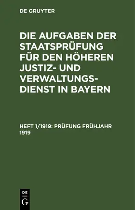 Prüfung Frühjahr 1919 | E-Book | www.sack.de
