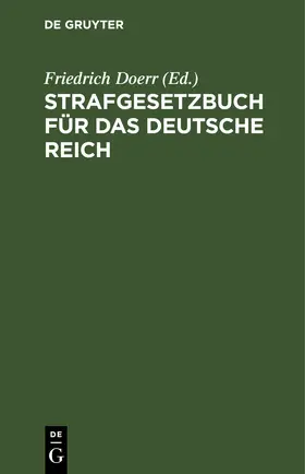 Doerr | Strafgesetzbuch für das Deutsche Reich | E-Book | www.sack.de