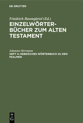 Herrmann | Hebräiches Wörterbuch zu den Psalmen | Buch | 978-3-11-244889-2 | sack.de