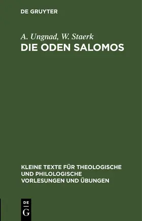 Ungnad / Staerk | Die Oden Salomos | E-Book | www.sack.de