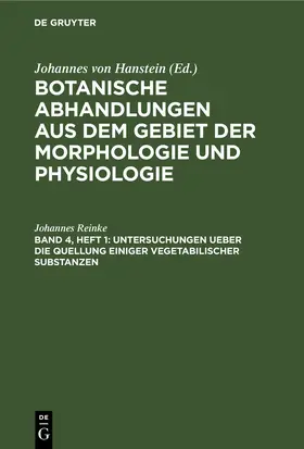 Reinke | Untersuchungen ueber die Quellung einiger vegetabilischer Substanzen | E-Book | www.sack.de