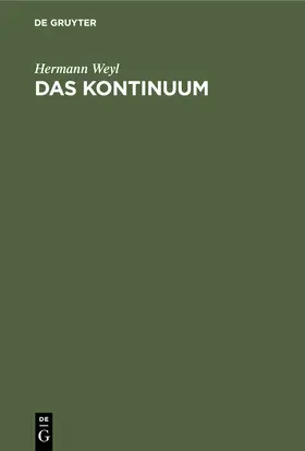 Weyl |  Das Kontinuum | Buch |  Sack Fachmedien