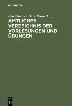  Amtliches Verzeichnis der Vorlesungen und Übungen | Buch |  Sack Fachmedien