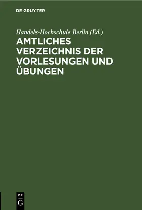 Amtliches Verzeichnis der Vorlesungen und Übungen | E-Book | www.sack.de