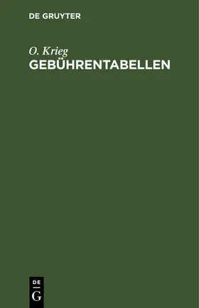 Krieg |  Gebührentabellen | eBook | Sack Fachmedien