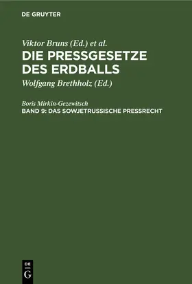 Mirkin-Gezewitsch / Brethholz | Das sowjetrussische Preßrecht | E-Book | www.sack.de