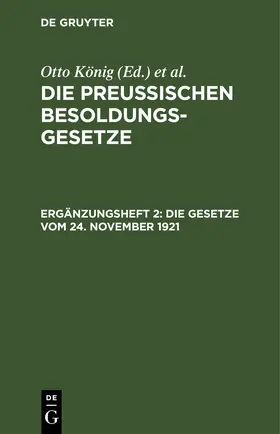 Erythropel / König |  Die Gesetze vom 24. November 1921 | Buch |  Sack Fachmedien