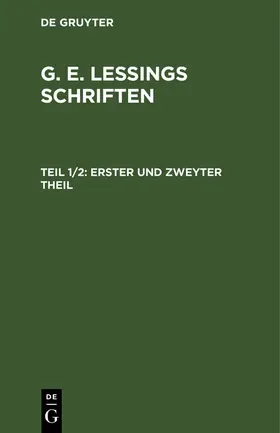 Degruyter |  Erster und zweyter Theil | Buch |  Sack Fachmedien