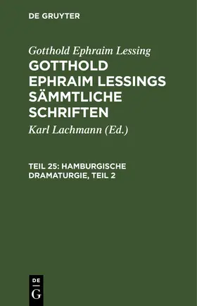 Lachmann / Lessing |  Hamburgische Dramaturgie, Teil 2 | eBook | Sack Fachmedien