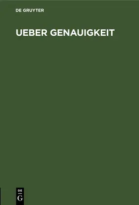 Ueber Genauigkeit | E-Book | www.sack.de