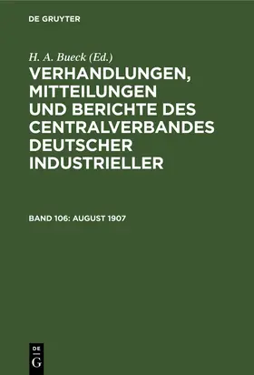 Bueck |  August 1907 | Buch |  Sack Fachmedien