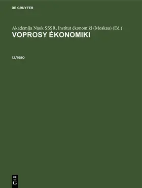 Akademija Nauk SSSR, Institut ekonomiki (Moskau) |  Dekabr' | eBook | Sack Fachmedien