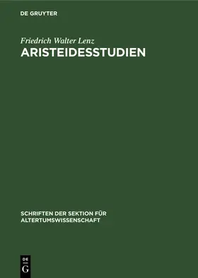 Lenz |  Aristeidesstudien | Buch |  Sack Fachmedien