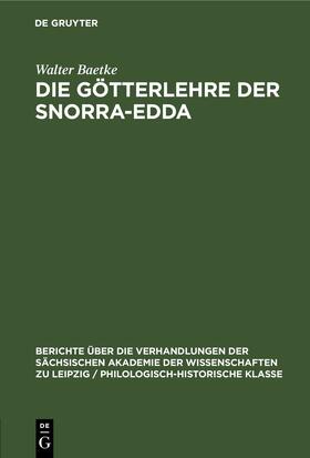 Baetke |  Die Götterlehre der Snorra-Edda | Buch |  Sack Fachmedien