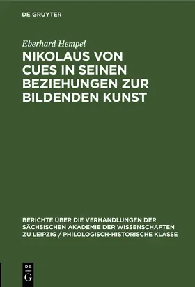 Hempel | Nikolaus von Cues in seinen Beziehungen zur bildenden Kunst | Buch | 978-3-11-248271-1 | www.sack.de