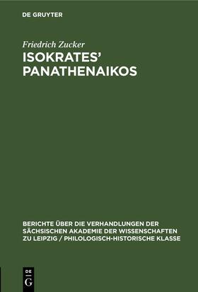 Zucker |  Isokrates¿ Panathenaikos | Buch |  Sack Fachmedien