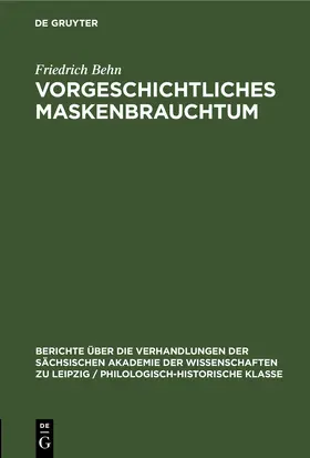 Behn | Vorgeschichtliches Maskenbrauchtum | E-Book | www.sack.de