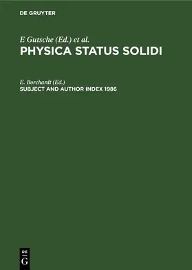 Borchardt |  Subject and Author Index 1986 | eBook | Sack Fachmedien