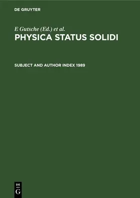 Gutsche / Müller / Görlich |  Subject and Author Index 1989 | eBook | Sack Fachmedien