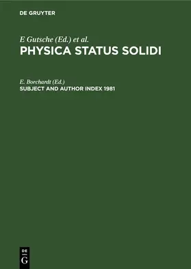 Borchardt |  Subject and Author Index 1981 | eBook | Sack Fachmedien