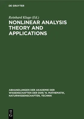 Kluge / Müller |  Nonlinear Analysis Theory and Applications | eBook | Sack Fachmedien