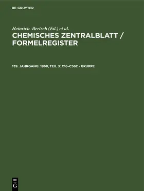 Bertsch / Klemm |  1968, Teil 3: C16-C562 - Gruppe | Buch |  Sack Fachmedien