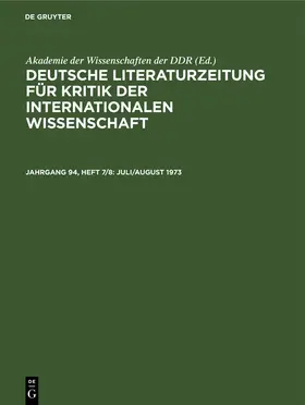 Degruyter |  Juli/August 1973 | Buch |  Sack Fachmedien