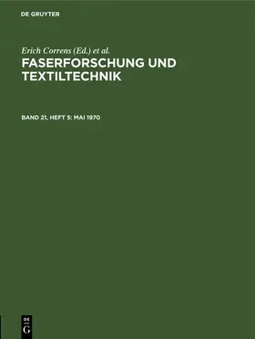 Correns / Böhringer / Frenzel | Mai 1970 | Buch | 978-3-11-248947-5 | www.sack.de