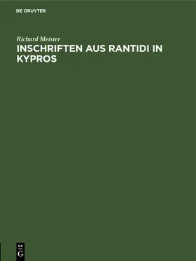 Meister |  Inschriften aus Rantidi in Kypros | Buch |  Sack Fachmedien