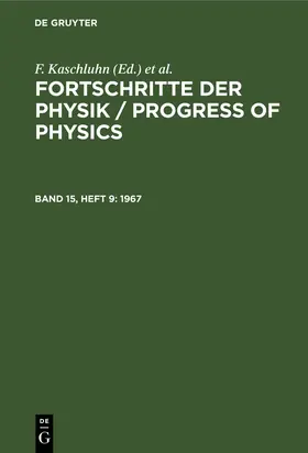 Kaschluhn / Rompe / Lösche | 1967 | Buch | 978-3-11-249611-4 | www.sack.de