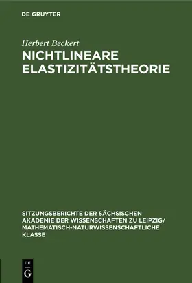 Beckert |  Nichtlineare Elastizitätstheorie | Buch |  Sack Fachmedien