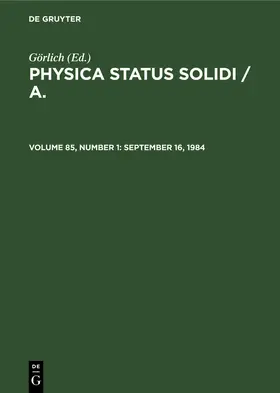 Görlich |  September 16, 1984 | Buch |  Sack Fachmedien