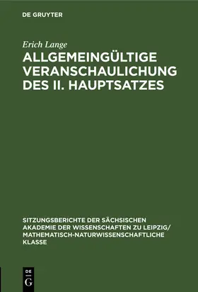 Lange |  Allgemeingültige Veranschaulichung des II. Hauptsatzes | Buch |  Sack Fachmedien