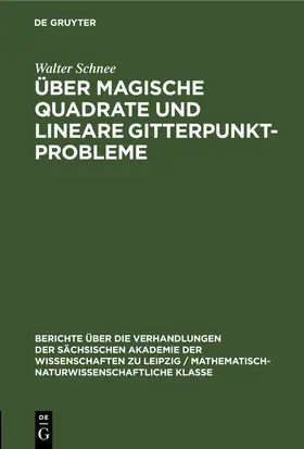 Schnee |  Über magische Quadrate und lineare Gitterpunktprobleme | eBook | Sack Fachmedien
