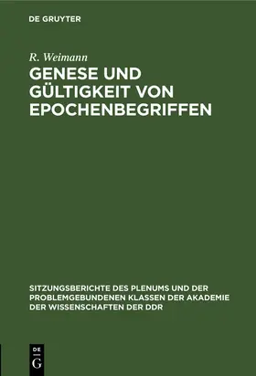 Engelberg / Bahner / Dietze |  Genese und Gültigkeit von Epochenbegriffen | eBook | Sack Fachmedien