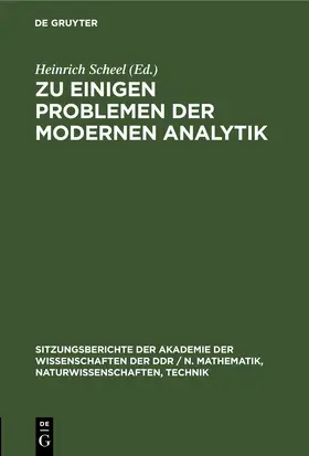 Scheel |  Zu einigen Problemen der modernen Analytik | eBook | Sack Fachmedien