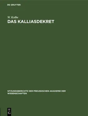 Kolbe |  Das Kalliasdekret | eBook | Sack Fachmedien